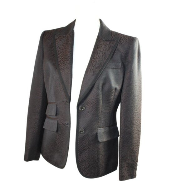 Robert Graham Black Reptile Textured Single Breasted Blazer, Size 8 - Picture 5 of 13